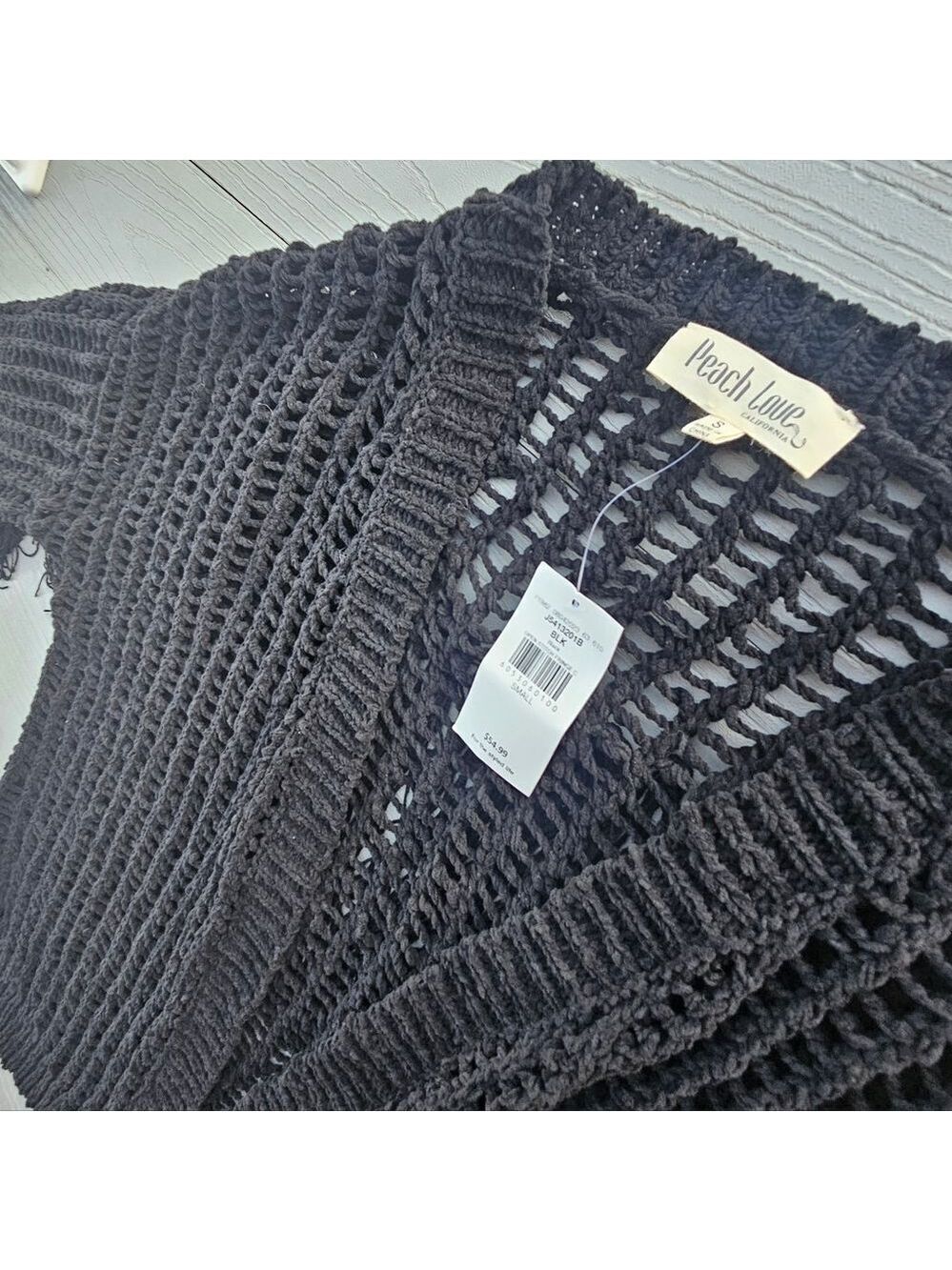 PEACH LOVE CALIFORNIA BUCKLE FRINGE FLYAWAY CARDIGAN NWT MSRP $55 Plush STYLE - Picture 16 of 16